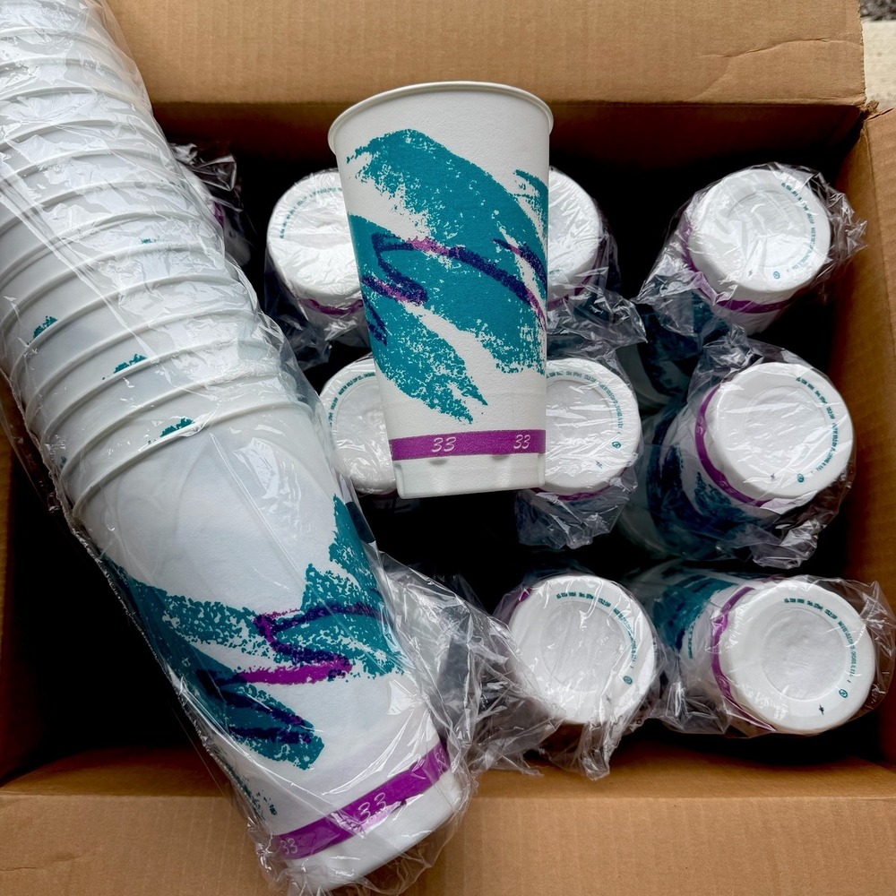 Rare Vintage 90s Sweetheart Jazz Design 33oz Styrofoam Cups - 40 count New! - Picture 5 of 5